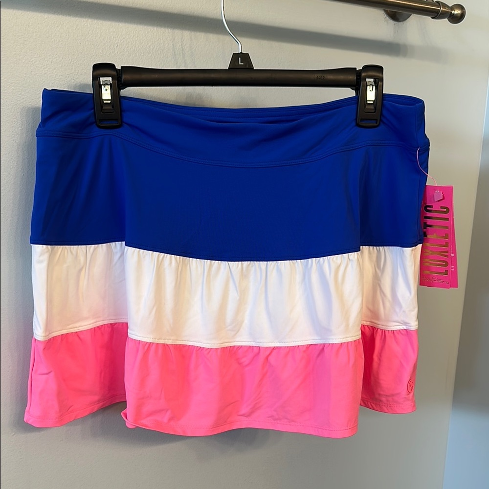 Lilly Pulitzer Luxletic Skort in Blue, White, and Pink